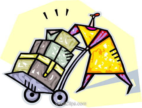 Person Moving Boxes Using A Dolly Royalty Free Vector - Clip Art (480x367), Png Download