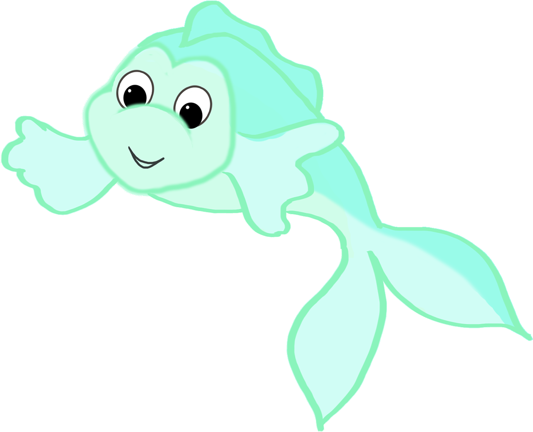 Cute Green Cartoon Fish - Drawing (1181x1055), Png Download