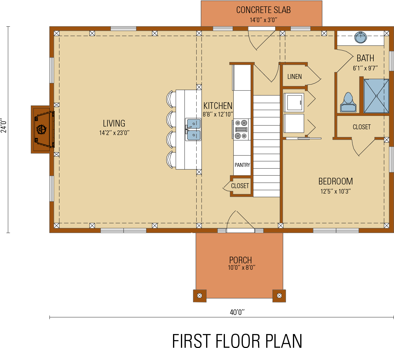 Craftsman Timber Frame Fall Feature Home - Floor Plan (1626x1215), Png Download