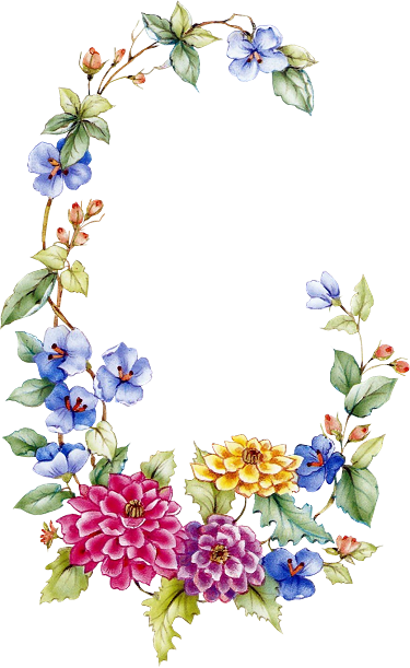 Floral Garland Borders And Frames, Vintage Flowers, - Oval Floral Frame Png (375x611), Png Download