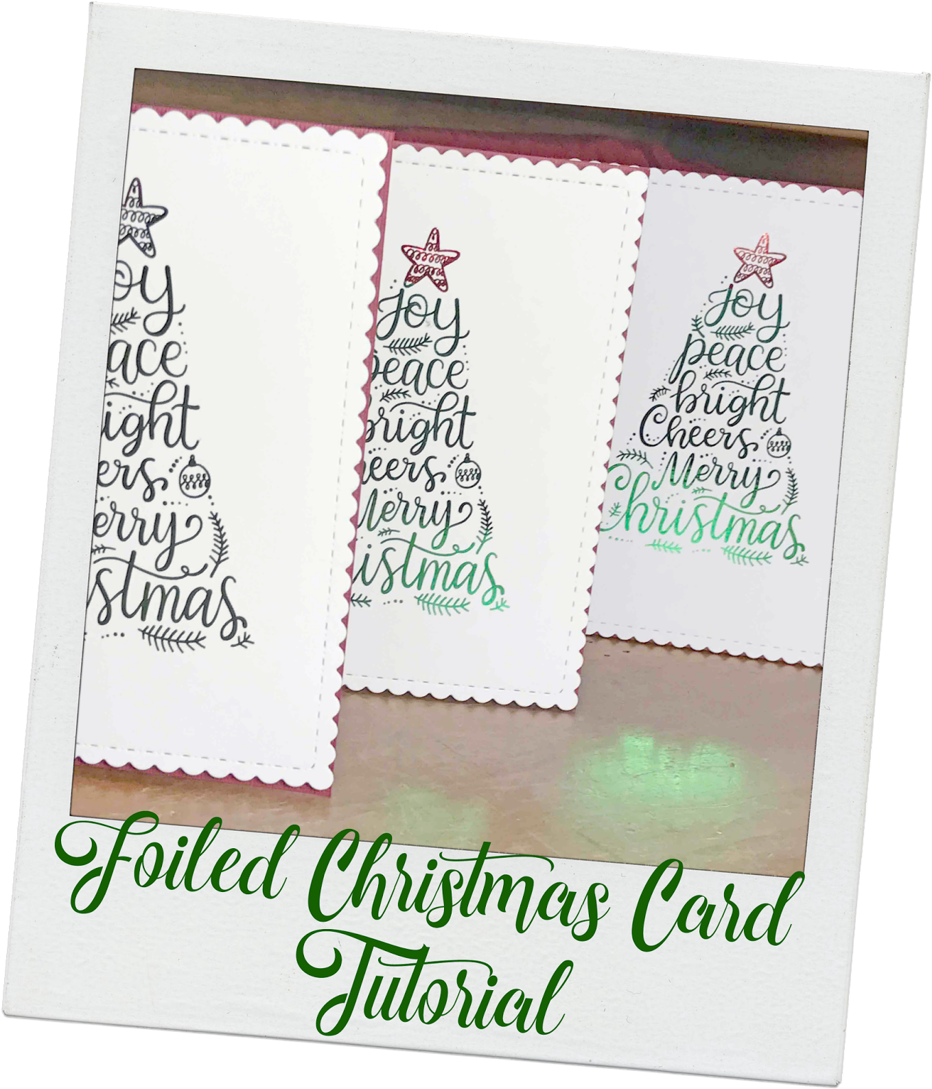 Foiled Christmas Card Tutorial - Weihnachtsbaum-wort-kunst 6 Untersetzer (1369x1600), Png Download