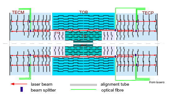 Distribution Of The Laser Beams In The Cms Tracker - Diagram (612x792), Png Download