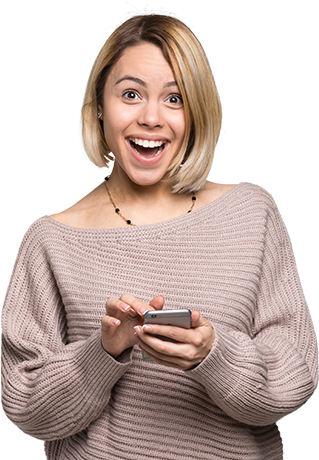Woman Holding Phone - Woman Using Phone Png (319x460), Png Download
