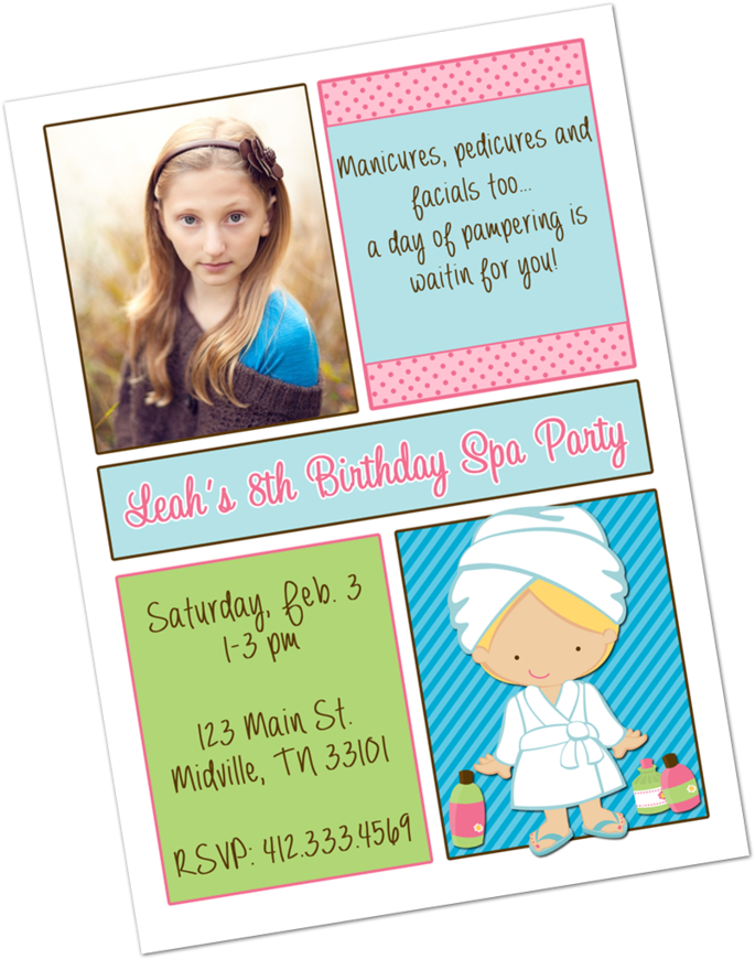 Spa Party Blonde Girl Digital Invitation Digital Invitations - Spa Para Niñas (853x1024), Png Download