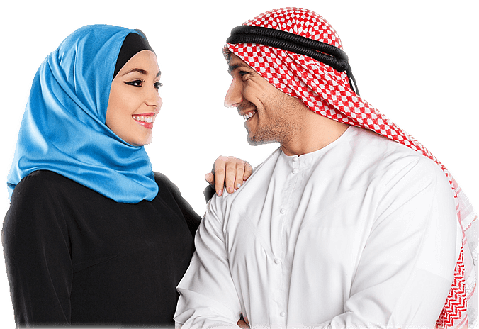 Are You In Search Of A Spouse - Matrimony Muslim Couple Png (685x464), Png Download