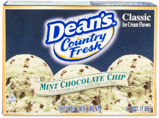 Dean's Country Fresh Classic Mint Chocolate Chip Ice - Deans Mint Chocolate Chip Ice Cream (547x900), Png Download