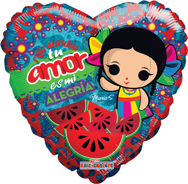 Rojo Sandia Marias Inc - 18" Valentine's Banner And Hearts Clear View - Mylar (600x600), Png Download