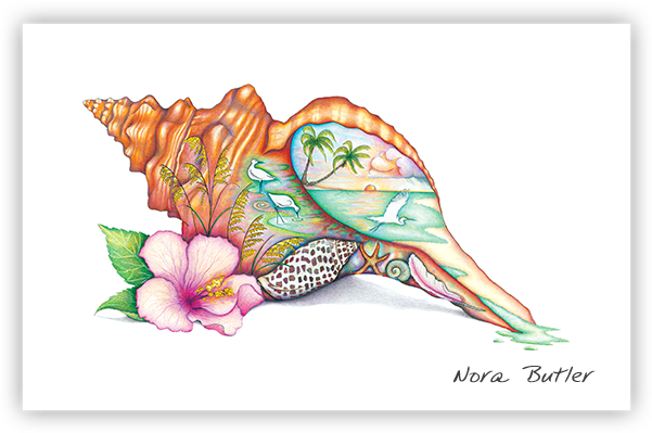 Horse Conch By Nora Butler - So Many Beaches Paper Cocktail Napkins 15-020 (600x600), Png Download