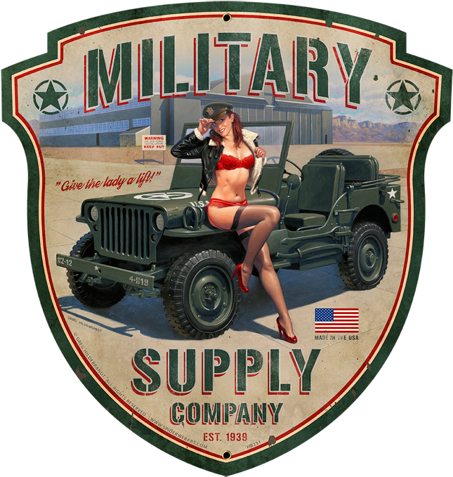 Vintage Tin Sign - Military Supply Shield Metal Sign 23 X 24 Inches (672x700), Png Download