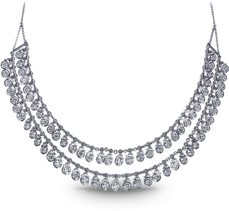 Description - Double Layer Diamond Necklace (490x490), Png Download