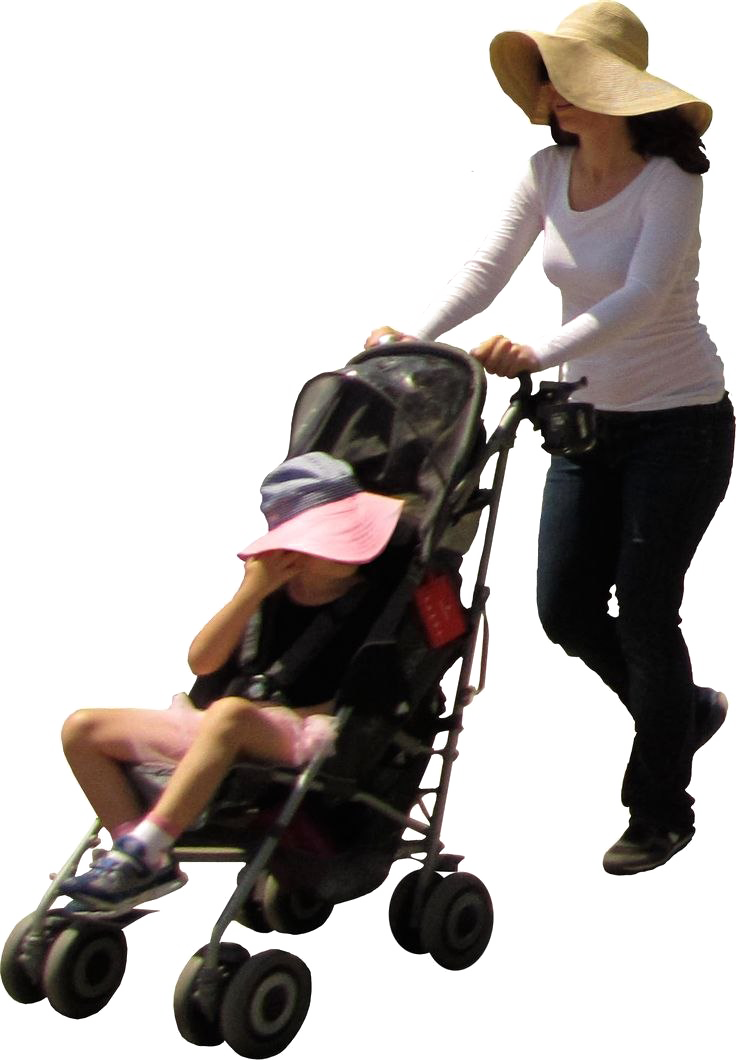 Pram Transparent Background - Mother With Stroller Png (736x1060), Png Download