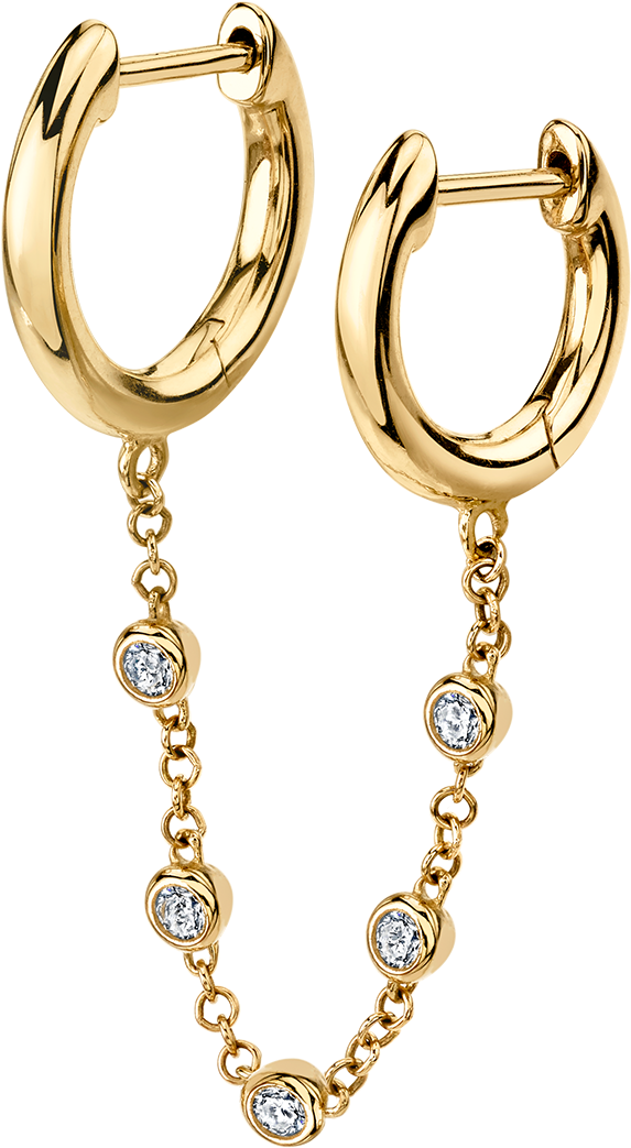 Diamond Chain Connected Slim Hoops - Chain (1800x1800), Png Download