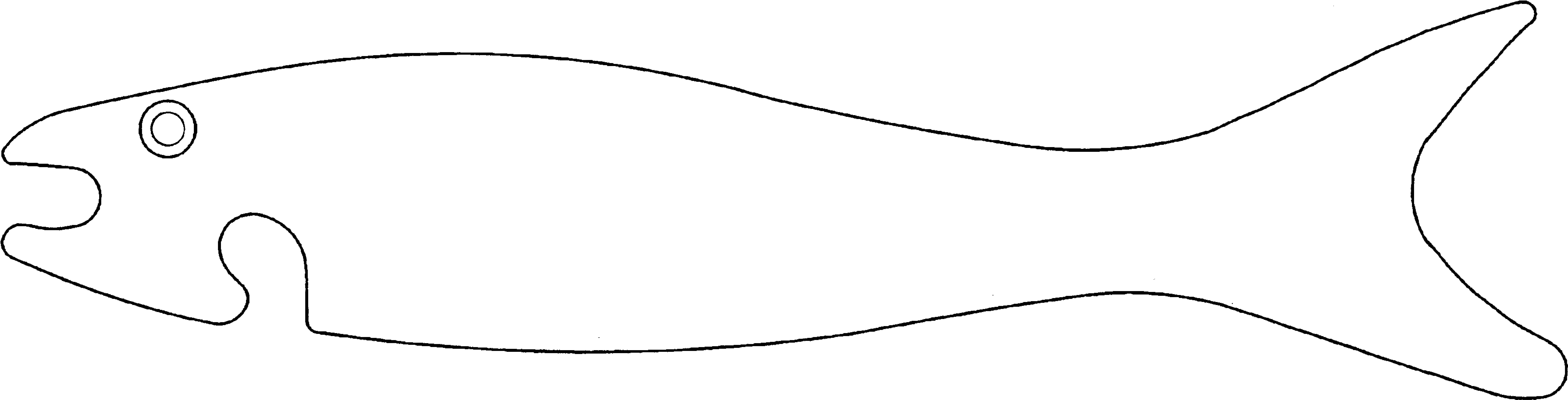 Fish Outline - Line Art (3810x1079), Png Download