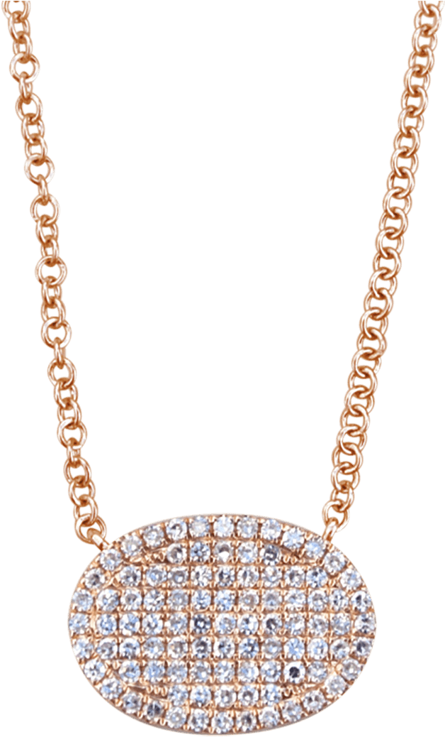 Oval Rose Gold And Diamond Necklace - Pendant (1352x1352), Png Download