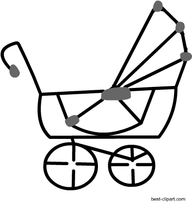 Black And White Baby Carriage Free Clipart - Baby Shower (450x450), Png Download