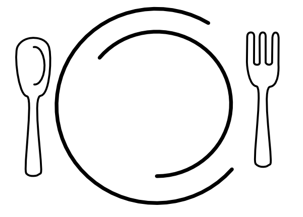 Free Food Clip Art Black And White (600x431), Png Download