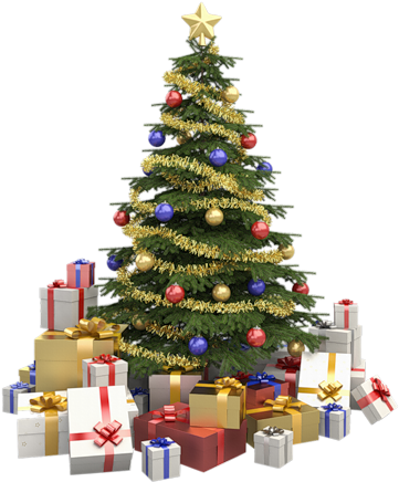 Christmas Gifs,png - Christmas Tree With Presents Png (393x500), Png Download