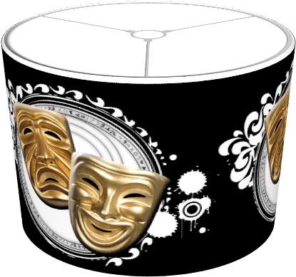 Gold Drama Masks Lampshade - Comedy Mask (674x516), Png Download