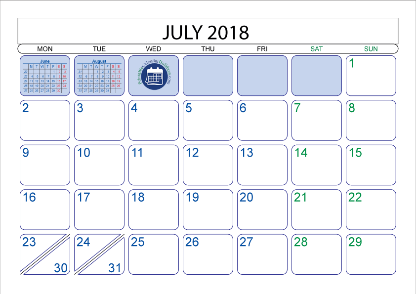 Year Monthly Calendar - Full Moon June 2018 Calendar (842x595), Png Download