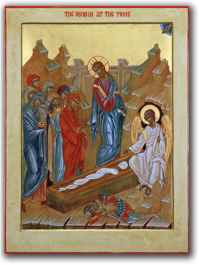 The Holy Myrrhbearers At The Empty Tomb - Painting (400x551), Png Download