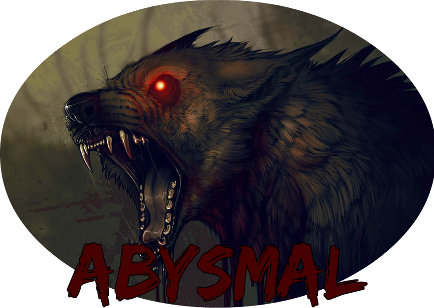 Abysmal Banner - Black Dog With Red Eyes (882x626), Png Download