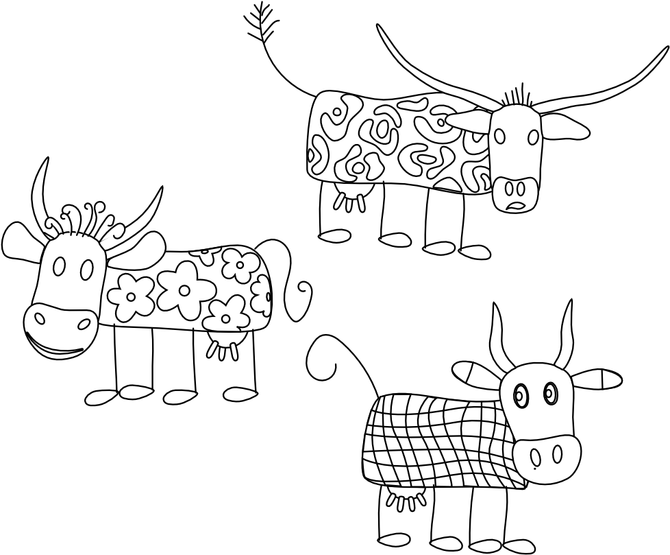 Cartoon Cows Black White Line Coloring Book Colouring - Coloring Book (999x832), Png Download