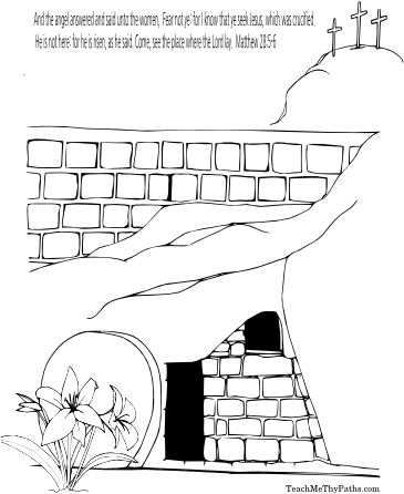 Empty Tomb Color Sheet - Color (374x484), Png Download