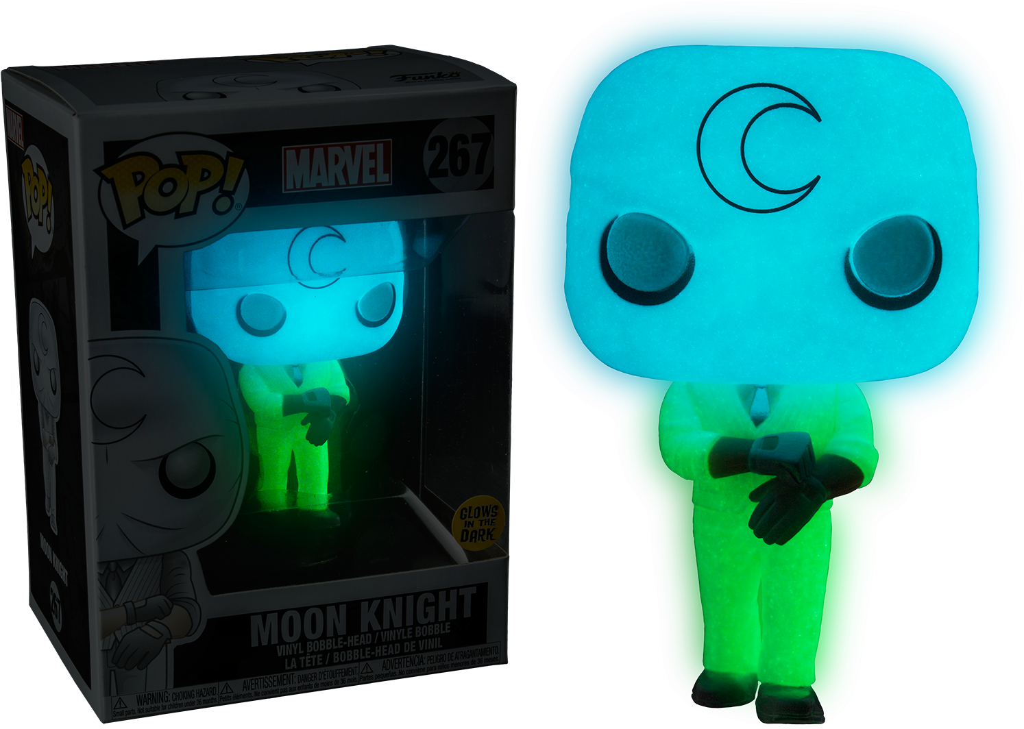 Marvel - Moon Knight Funko Pop Glow (1500x1078), Png Download