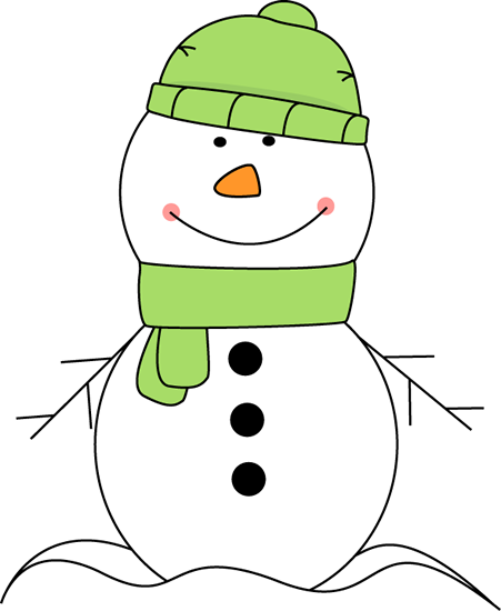 Snowman Wearing Green Scarf And Hat Clip Art - Snowman With Scarf And Hat (451x550), Png Download