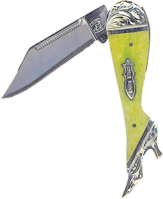 Ladies Leg Pocket Knife - Vogt Silversmiths Men's Ladies Leg Lime Green Western (529x655), Png Download