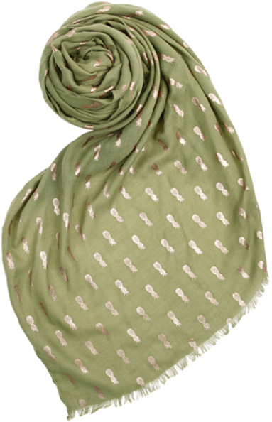Metallic Olive Pineapple Scarf Scarves Lou Lou Boutiques - Scarf (500x700), Png Download