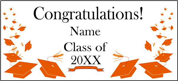 Click For Larger Picture Of Personalized Orange Mortarboard - Black Mortarboard Grad Door Banner (630x630), Png Download