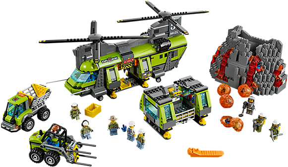 Helicóptero De Transporte Pesado - Lego City Volcano (600x450), Png Download
