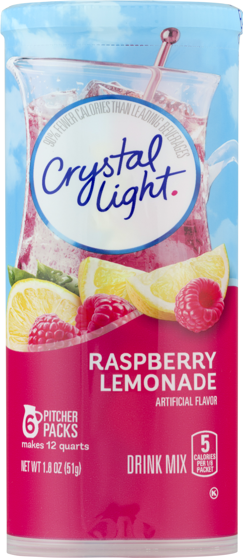 Crystal Light Raspberry Lemonade Drink Mix, 6 Count (1800x1800), Png Download