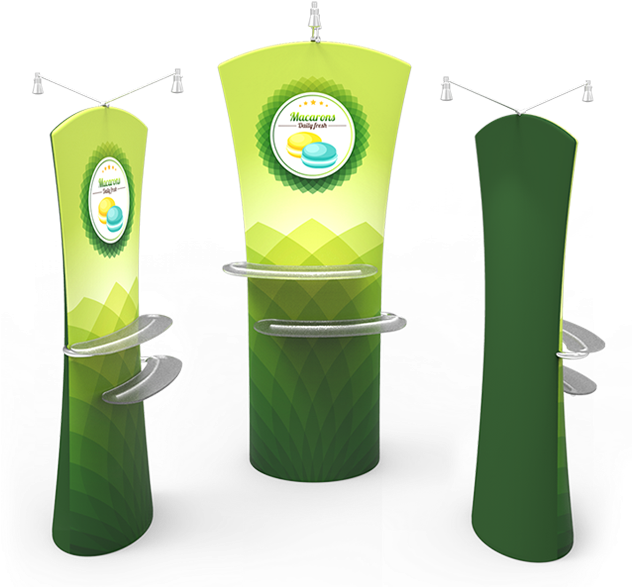 Curved Top Tension Fabric Banner Stand With Arm Shelves - Banner (800x600), Png Download