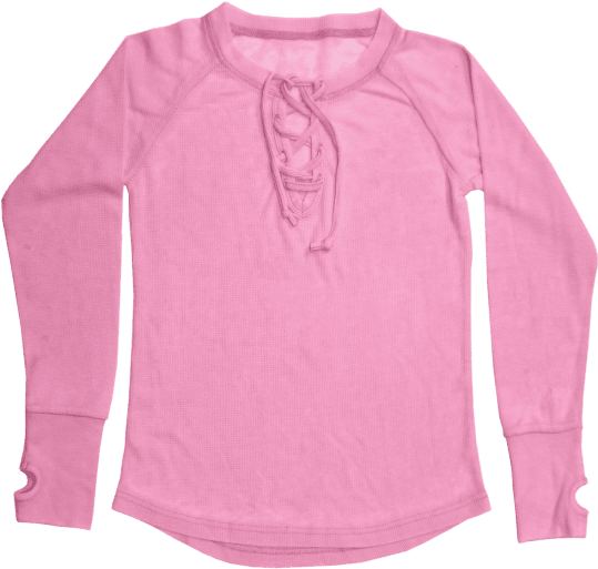 Picture Of Pink Lace-up Thermal Shirt - Style & Co Lace-up Thermal (550x550), Png Download