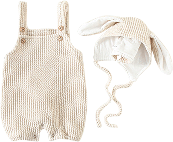 Cute Rabbit Ears Jumpsuit - Crochet (600x600), Png Download
