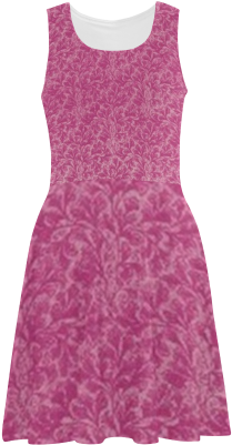 Vintage Floral Lace Leaf Fuchsia Pink Atalanta Sundress - Day Dress (500x500), Png Download