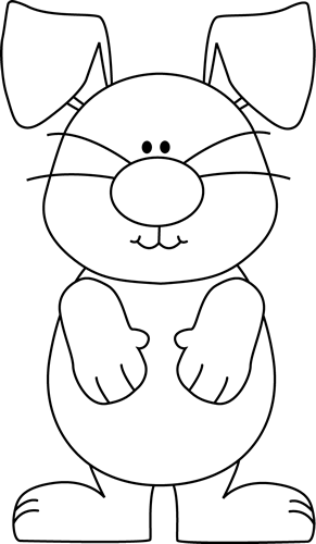 Black And White Bunny With Floppy Ears - Cute Bunny Clipart Black And White (291x500), Png Download