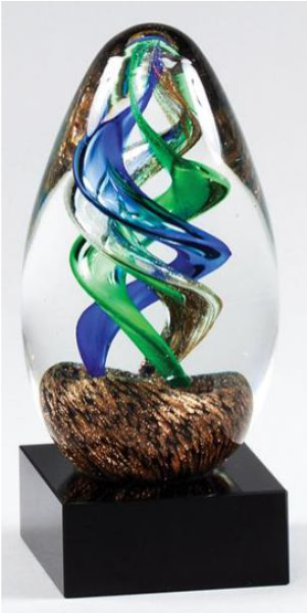 Art Glass Green And Blue Swirl Award G553 - Glass (508x678), Png Download