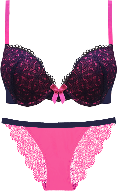 Edition Lace Navy & Pink Set Sett01 3000navypink - Bra (1000x926), Png Download