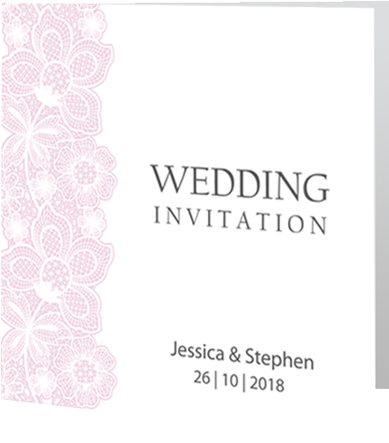 Blush Pink Lace On White Wedding Day Invite 3d - Wedding (500x500), Png Download