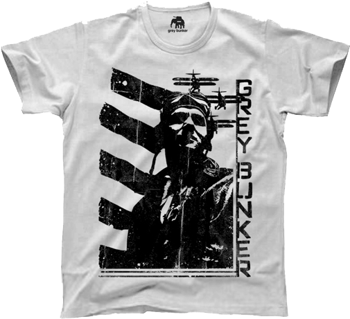 Grey Bunker White Aviator T Shirt - Monochrome (521x473), Png Download