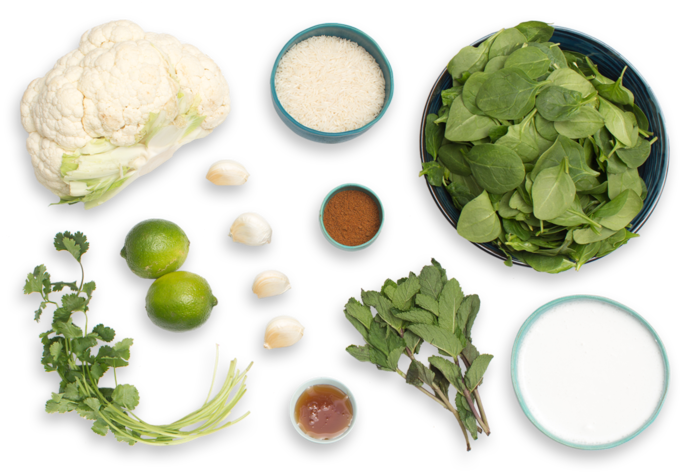 Oven Braised Tandoori Cauliflower With Garlic Spinach - Cauliflower Lettuce And Spinach (700x477), Png Download