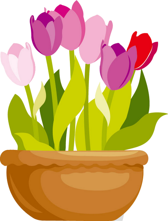 Растения Клипарт - Flower Pot Vector Png (536x705), Png Download