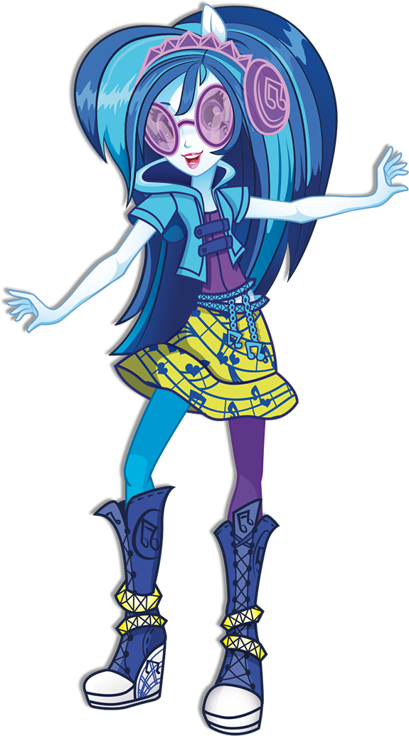 Dj Pon-3 Rainbow Rocks Character Bio Art 2 - Dj Pon 3 Rainbow Rocks (575x1033), Png Download
