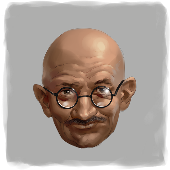Mahatma Gandhi Digital Painting Portrait - Painting (600x600), Png Download