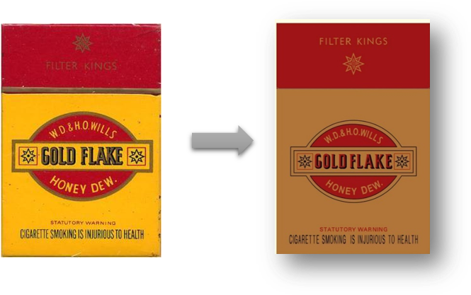 Goldflake Pack Evolution - Flake Cigarette Packet Png (671x429), Png Download