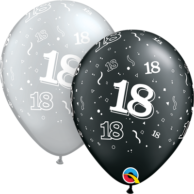 Qualatex 18th Birthday Helium Balloons Age 18 Black - Birthday Balloons (400x400), Png Download