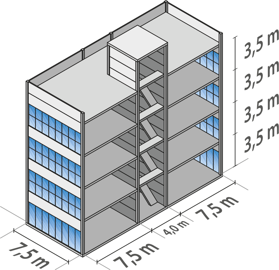 A Altura Destas Construções É De 3,5 M Por Pavimento, - Diagram (895x868), Png Download
